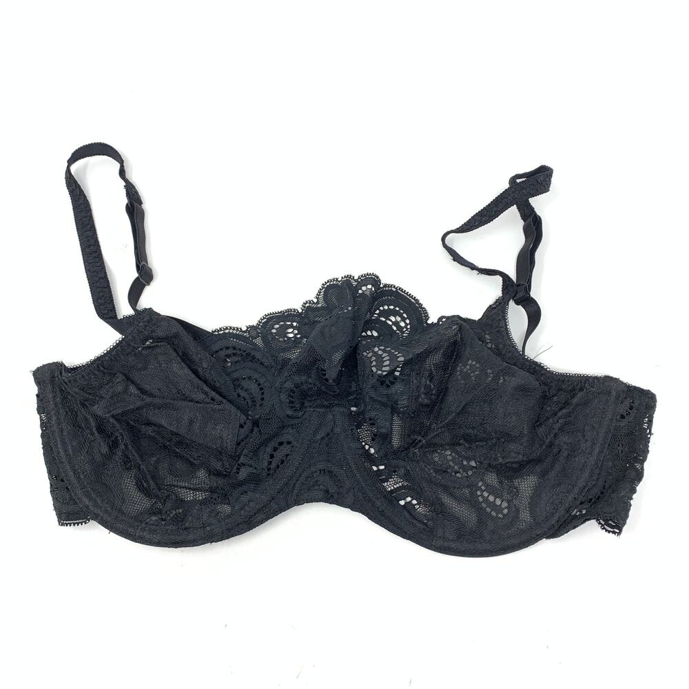 Vintage Gossard Bra Women's Sz 34B US Black Lace Front Panel Unlined